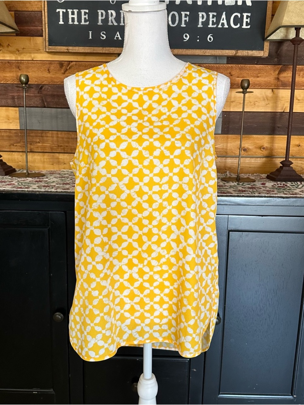 MICHAEL Michael Kors Yellow and White Printed Sleeveless Top